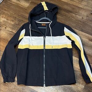 POL Navy, White, and Yellow Windbreaker Jacket zip up. NEW sz M